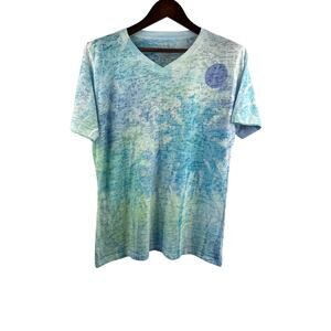 Women’s Blue 84 XL Light Blue, Green, & White V-Neck Hawaii T-Shirt